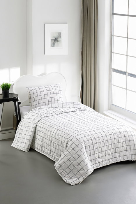 L'essentiel linge de maison Artus Colcha Individual Gris y Blanco